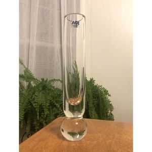 Tall Clear Crystal Heavy Base Vase 10” Made In Poland0